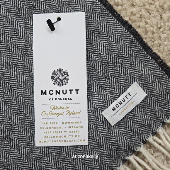 NWT McNutt Lambswool Herringbone Scarf Black + White Donegal Ireland - Picture 3 of 10